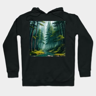 Mysterious Foggy Pine Forest Hoodie